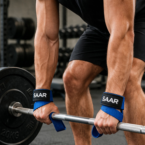 Sangles de levage en néoprène bleu haute performance SAAR INDUSTRIES, avec grip en silicone, sans élasticité, respirantes, réglables, unisexes - Product Image 6