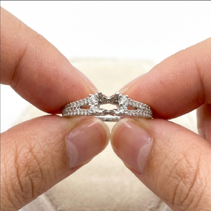 Hong Kong Custom 18K White Gold Solitaire Wedding Semi Mount Engagement Ring Real Diamond Fine Jewellery Party Anniversary - Product Image 1