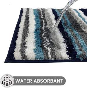 Tapis de bain antidérapant en microfibre lavable, design rayé noir et blanc, tufté, personnalisé en usine, pour salle de bain, 2026 - Product Image 3