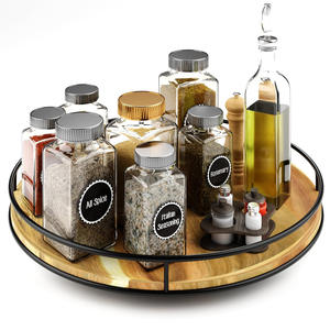 Tocadiscos Lazy Susan multifuncional duradero hecho a mano de madera de Acacia para organizador de cocina bandeja de servicio soporte de almacenamiento de mesa - Product Image 2