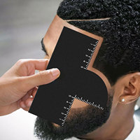 Outil de façonnage de la ligne des cheveux pour barbiers avec indicateurs de mesure, guide réutilisable pour aligner les bords, gabarit professionnel pour coupe de cheveux et barbe