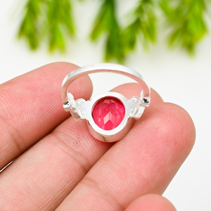 Pink <b>Quartz</b> 925 Silver Luxury Gemstone <b>Ring</b> for Party - Product Image 3