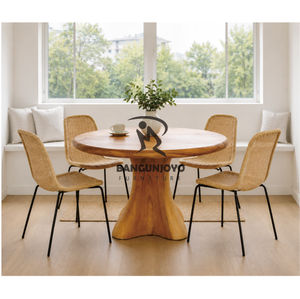 Round Wood Dining <b>Table</b> Scandinavian Modern Design Durable Restaurant Furniture - Product Image 2