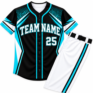 Ensemble de maillots de baseball personnalisables à manches courtes 100% polyester anti-humidité avec nom d'équipe imprimé pour adultes - Product Image 5