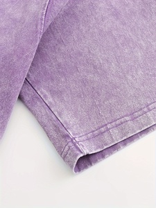 Camiseta de Algodón Morada para Hombre, Cuello Redondo, Manga Corta, Corte Regular, Color Sólido, Ropa Casual - Product Image 5