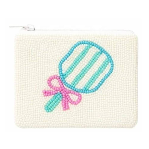 Nouvel Arrivage : Porte-monnaie Perlé à la Main avec Lettre 'I Love Tennis', Petite Pochette pour Femme pour la Collecte de Pièces de Monnaie, Accessoire de Sac Perlé - Product Image 5