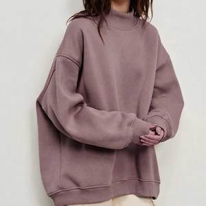 Women Wear Oversized Mockneck Sweatshirt Heavy Weight Pullover <b>Drop</b> Shoulder Printed Breathable Features Autumn Front Logo - Product Image 3