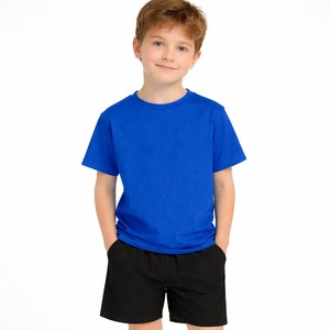 เสื้อยืดเด็กแบบซับลิเมชั่น ผ้าคอตตอนผสมสแปนเด็กซ์  แบบเรียบ พิมพ์โลโก้ตามสั่ง เสื้อยืดเด็กขายส่งจากบังกลาเทศ - Product Image 1