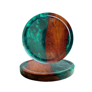Ensemble de 2 sous-verres en bois pour cocktails, accessoires de bar classiques ronds, réutilisables - Product Image 6