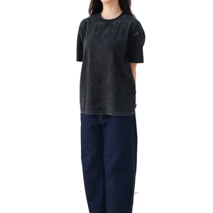Camiseta de Mujer de Primera Calidad, Lavada al Ácido, 100% Algodón, Transpirable, Ecológica, Estilo Urbano Informal - Product Image 4