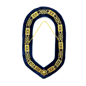 High Quality Freemason Ceremonial Chain Collar Decorative Gold Filigree Metal Links Dark Blue Velvet <b>Masonic</b> Lodge Accessories - Product Image 1