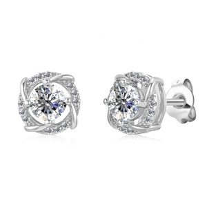 Boucles d'oreilles en diamant de Moissanite VVS1 en argent Sterling S925, nœud d'amour, bijoux pour femmes, bijoux de destin, nouvelle vente - Product Image 1