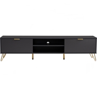 Consola de TV de Madera Negra Delgada y Duradera de 1.8M con Diseño Moderno y Minimalista, para Montar en la Pared, Compatible con Televisores de 65+ Pulgadas, para Sala de Estar, Dormitorio y Comedor