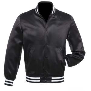 Custom Manufacturer High Street Style Satin Green <b>Baseball</b> Letterman Varsity <b>Jackets</b> Stand Front Pocket Custom <b>for</b> Colleges - Product Image 1