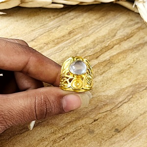 New Arrival Trendy Moonstone <b>Ring</b> Boho Brass Jewelry For Women 18k <b>Gold</b> Plated Floral Leaf <b>Cocktail</b> <b>Rings</b> For Wholesale/OEM/ODM - Product Image 3
