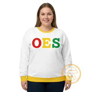GREEK TREASURES OES เสื้อสเวตเชิ้ตผ้าฟลีซคอกลมสำหรับผู้หญิง สีขาว แต่งขอบสีเหลือง ผ้าฝ้ายถัก เป็นมิตรกับสิ่งแวดล้อม เสื้อผ้าลำลองสำหรับฤดูใบไม้ร่วง - Product Image 3