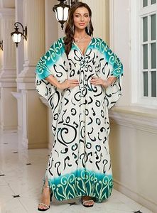 Abaya Elegante para Mujer, Larga hasta el Suelo, con Estampado Abstracto, Manga Larga, Corte Holgado, Vestido Modesto para Primavera/Verano, Uso Diario, Poliéster - Product Image 2
