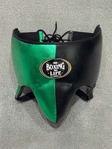 No Boxing No Life Boxing Gear Set <b>Green</b> Black Leather Head Guard Groin Protector <b>Lace</b>-up Boxing Gloves Adult Sparring Equipment - Product Image 2