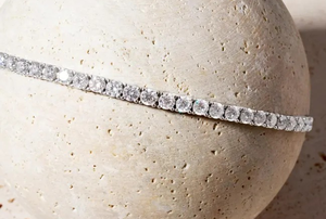 Pulsera de tenis con diamantes de moissanita de forma redonda, plata de ley 925, regalo para bodas y fiestas - Product Image 2