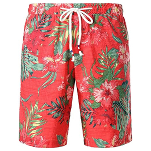 เสื้อเชิ้ตและกางเกงขาสั้นลายพิมพ์สำหรับผู้ชาย ผ้าฝ้าย 100% สไตล์ลำลองสำหรับฤดูร้อน วันหยุดพักผ่อน ชายหาด ลายดอกไม้แบบฮาวาย - Product Image 5