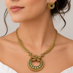 ARTS JEWELS Ensemble Collier et Boucles d'Oreilles Bohème pour Amoureux, en Laiton Élégant, Plaqué Or Antique, Argent Oxydé, Zircon - Product Image 5