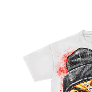 <b>Men's</b> <b>White</b> Short Sleeve T-Shirt With Character Print Street Style O-Neck Regular Fit Screen Printed Cotton Jersey - Product Image 2