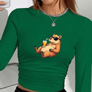 Camiseta de manga larga de moda para mujer CyP Phara Relaxed capybara with Orange Juice - Product Image 1