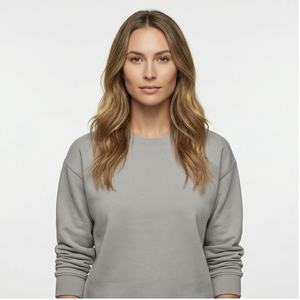 Sudadera de cuello redondo para mujer, jersey de secado rápido de lana, sudadera transpirable de talla grande, sudaderas de invierno con diseño de Color sólido liso - Product Image 1