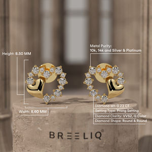 Boucles d'oreilles en diamant 0,23 CT VVS2 couleur G taille ronde, bijoux étincelants en forme de cœur, cadeau d'anniversaire pour femme - Product Image 5