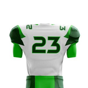 Maillot de football américain personnalisé pour homme, blanc et vert, sublimé, col en V, manches courtes, anti-humidité, ensemble uniforme ajusté - Product Image 5