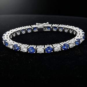 Pulsera de tenis de zafiro de plata de ley 925, piedra de nacimiento de septiembre, elegante joya de gema, regalo - Product Image 5