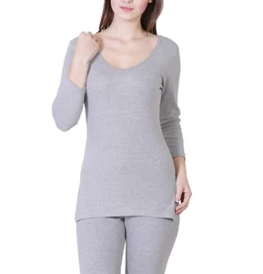 Conjunto de Ropa Interior Térmica sin Costuras para Mujer, Transpirable y Ecológica, Camiseta y Pantalones Largos, Color Morado Sólido, Cuello y Mangas, Capa Base Cálida para Invierno - Product Image 4