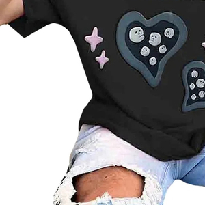 High Quality Oversize 100% Cotton Hip Hop <b>T</b>-<b>Shirt</b> for Men Custom 3D <b>Ringer</b> for Puff Print Premium GSM Streetwear Puff Printed - Product Image 1