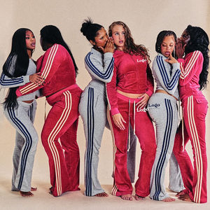 New Arrival Winter Y2K Embroidery Logo Short Top <b>Yellow</b> Satin <b>Tracksuit</b> Jacket & Pants 2 Piece Set for <b>Women</b> - Product Image 5