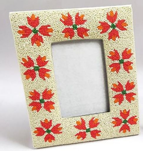 Cadre photo rectangulaire en perles de verre à motif zigzag, porte-photo artisanal en perles, cadre portrait de table pour la maison et le bureau - Product Image 6