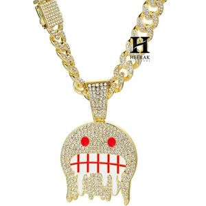 Wholesale Custom Cartoon <b>Monster</b> Pendant 3D <b>Iced</b> Out Dripping Emoji Charm Red Enamel Stitched Smile Hip Hop Jewelry Manufacturer - Product Image 2