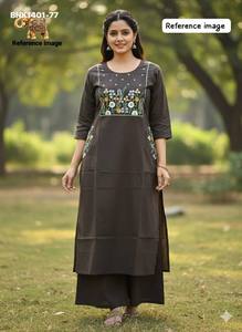 <b>Top</b> Quality Flex Dhabu with Flower-Leaf Thread <b>work</b> Readymade Plazzo-Kurti Set Collection Supplier from Surat At Wholesale Rate - Product Image 2