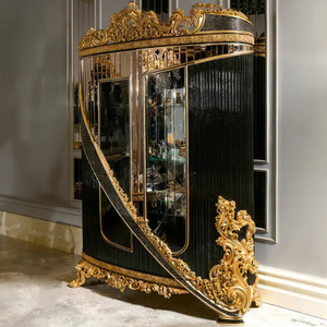 Juego de Comedor de Estilo Barroco Francés en Negro y Dorado, Muebles Antiguos de Alta Gama, Tallados a Mano, de Lujo, de Madera de Caoba Sólida y Duradera - Product Image 3