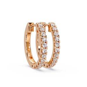 14K <b>Solid</b> <b>Gold</b> Round Brilliant Cut Lab Grown Diamond Hoop <b>Huggies</b> Earrings,925 Sterling Silver Women Men D Color VVS1 Lab Create - Product Image 4