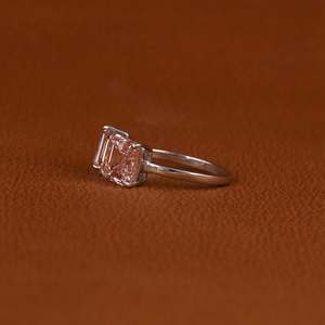 Anillo de compromiso de plata de ley 925 con moissanita GRA VVS Toi Et Moi, corte baguette y princesa, para mujer - Product Image 4