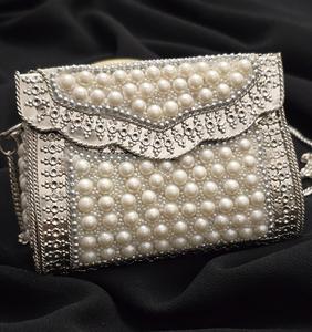 Bolsos de Mano Metálicos de Lujo para la Noche, Bolsos de Boda Bohemios Hechos a Mano para Mujer, con Marco de Perlas y Mosaico, Estilo Indio, Bolsos de Mensajero Bohemios - Product Image 4