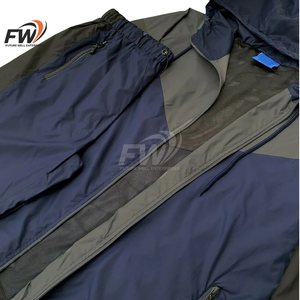 Custom Nylon Sweat Suit <b>Zip</b> <b>Up</b> <b>Jacket</b> Pants Set Casual Lightweight Patchwork Nylon Mens Windbreaker Streetwear Tracksuit For Men - Product Image 2