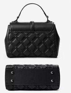 Sac fourre-tout décontracté matelassé en PU pour femme avec logo décoratif, bandoulière, style classique, fermeture éclair noire, imperméable, portable, usage quotidien - Product Image 4