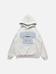 Sudadera con Capucha Azul Marino para Hombre con Aplique Verde Oliva, Diseño de Camiseta, Bolsillo Delantero, Manga Regular, Estilo Casual - Product Image 3