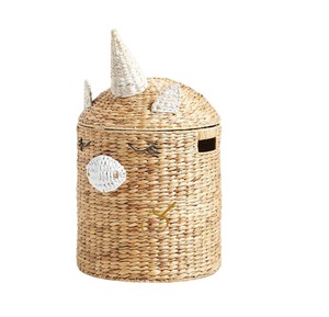 Panier en jacinthe d'eau tressé en forme de licorne avec couvercle – Organisateur de rangement décoratif magique pour chambre d'enfant - Product Image 2