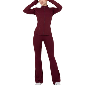 Ensembles de sport pour femmes de haute qualité, respirants et doux pour la peau, couleur unie, amincissants, pour la course en extérieur et le yoga - Product Image 1