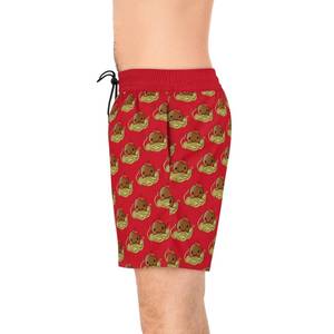 Pantalones cortos de baño para hombre, rojos, con estampado de almohadillas de carne de espagueti, de secado rápido, con cordón, pantalones cortos informales - Product Image 4