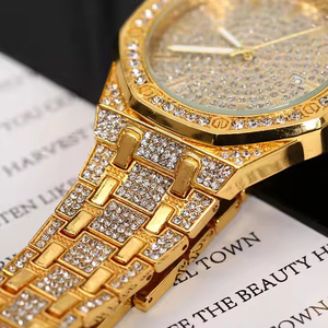 Montre-bracelet de luxe à quartz pour homme avec diamants Moissanite, finition glacée, pour la mode et les cadeaux - Product Image 5