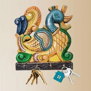 Handcrafted Mango Wood Artistic Mango Wood <b>Key</b> Holder – Premium 4 <b>Hook</b> <b>Wall</b> Mounted Organizer for Stylish Home Decor - Product Image 4