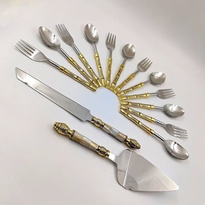 Eco friendly <b>Kitchen</b> Serving & Cooking <b>Tools</b> & <b>Gadgets</b> Utensil With Gold PVD Handle 18/8 Stainless Steel Kitchenware Dinnerware - Product Image 4